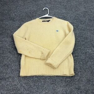 Hunters Run Sweater Womens L Yellow Shetland Wool Crewneck Equestrian Classic